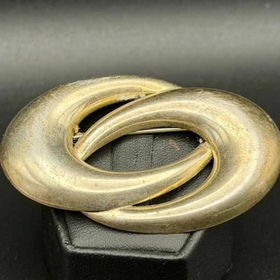 Sterling Silver Mid Century Swirl Brooch