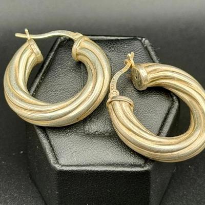 Sterling Silver Twisted Hoop Earrings