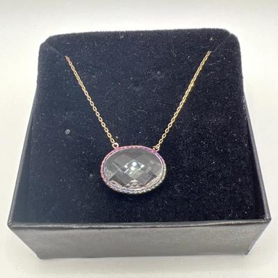 925 Faceted Clear Oval Necklace — Sterling Silver