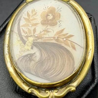 Victorian Mourning Hair Jewelry Pin