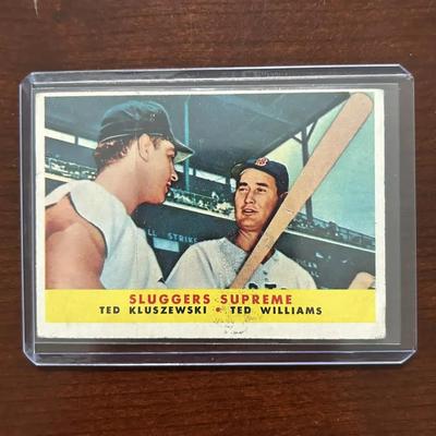 1958 Topps Baseball Card. Ted Williams & Ted Kluszewski - Sluggers Supreme. Card #321