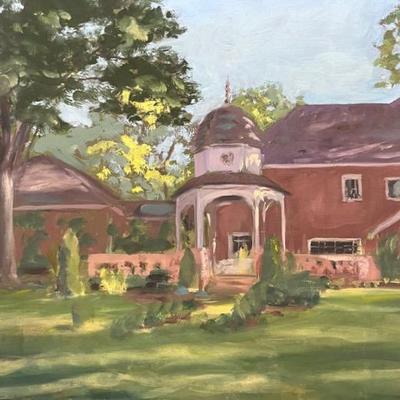 Larry Griggs Unframed Oil on Canvas, Gazebo and Structures