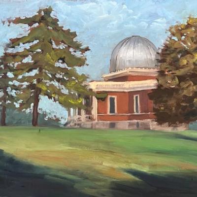 Larry Griggs Unframed Oil on Canvas, Cincinnati Observatory 