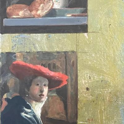 Larry Griggs Unframed Oil on Canvas Board, Classical Montage