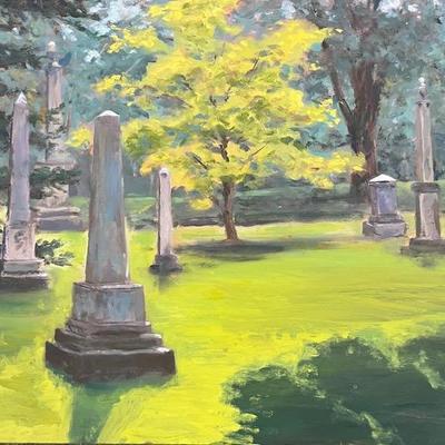 Larry Griggs Unframed Oil on Canvas, Spring Grove Cemetery 