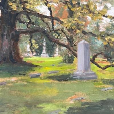 Larry Griggs Unframed Oil on Canvas, Spring Grove Cemetery