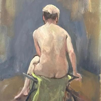 Larry Griggs Unframed Oil on Canvas, Seated Nude