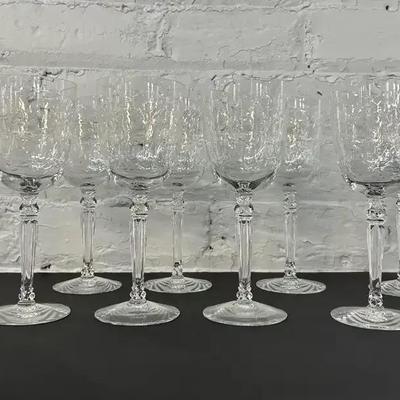 Set of 8 Vintage Cut / Etched Water Goblets
