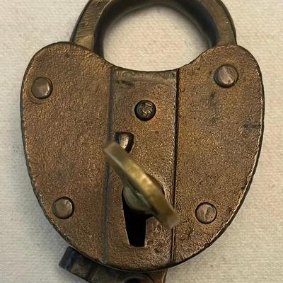 Solid Brass Union - Pacific Railroad Switch Lock With Original Key - Adlake