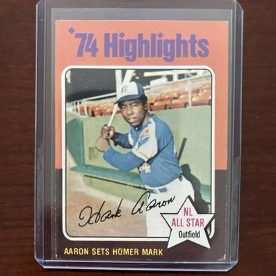 1975 Topps Baseball Card. Hank Aaron Highlights. Card #1