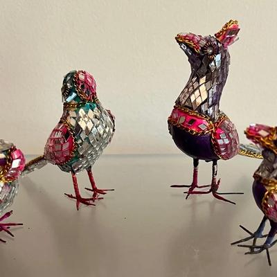 4 - Vintage Mandalay Style Art Glass Birds - Parrots & Peacocks