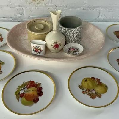 German Dessert Plate Set, Pink Italian Tray, Lenox Vase, Royal Worcester and More
