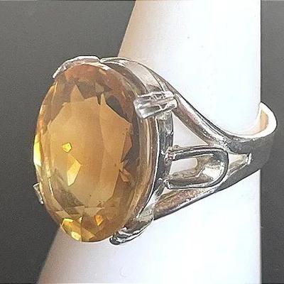 Sterling Silver .925 Gold Topaz Ring