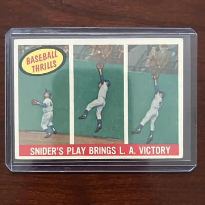 1959 Topps Baseball Card. Snider's Play Brings L.A. Victory. Card #468