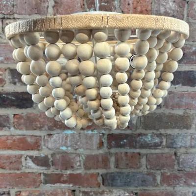 Wooden Bead Modern Basket Pendant 