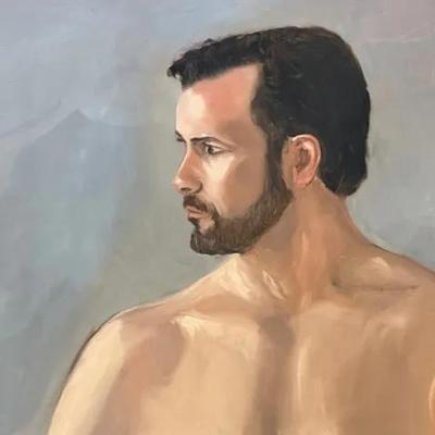 Larry Griggs Unframed Oil on Canvas, Man’s Portrait 