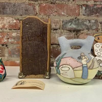 Salt Marsh Pottery Canister, Painted Vase, Southwestern Style Pottery and More