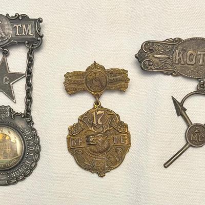 3 - Antique Historical Pins - KOTM - BPOE