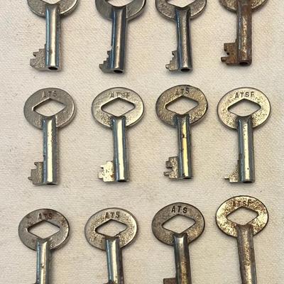 12 - Vintage Atchison, Topeka & Santa Fe Railroad Keys #1