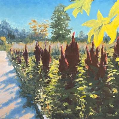 Larry Griggs 2003 Signed Unframed Oil on Canvas, Garden View 