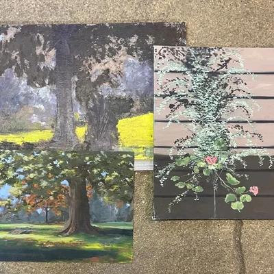 Group of Three Larry Griggs Unframed Oil on Canvases