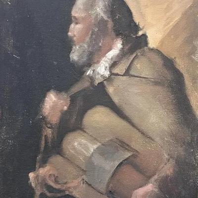 Larry Griggs Unframed Oil on Canvas Board, Gentleman with Sword