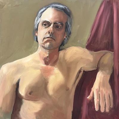 Larry Griggs Unframed Oil on Canvas, Seated Man’s Portrait 