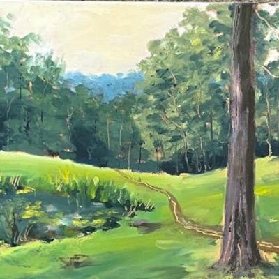 Larry Griggs Unframed Oil on Canvas, Sylvan Landscape 