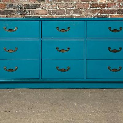 Vintage Teal-Painted Chest of Drawers