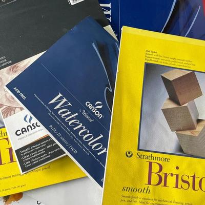 Art Supplies with Watercolor and Drawing Pads