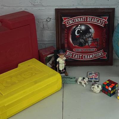 George C. Cram Co Globe With Lot Of Vintage Toys And Decor