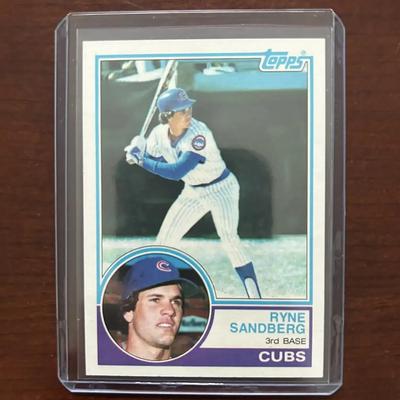 1983 Topps Baseball Card. Ryne Sandberg Rookie Card. Chicago Cubs. Card #83