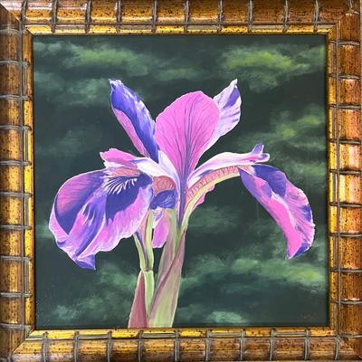 Larry Griggs Framed Oil on Canvas, Purple Iris