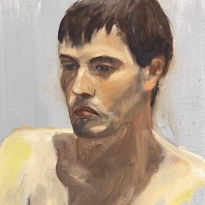 Larry Griggs Unframed Oil on Canvas, Man’s Portrait 