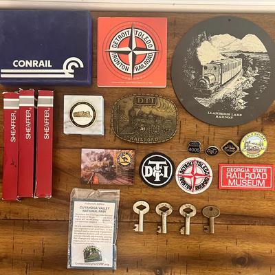 Vintage Railroad Collectibles, Souvenirs, Keys, Patches, Pins ++