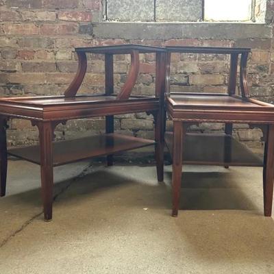 Pair of Federal Style Mahogany Tiered End Tables