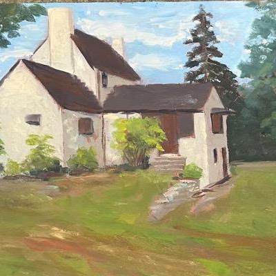 Larry Griggs Unframed Oil on Canvas, White House in Woods