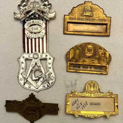 5 - Antique Historical Pins, Name Badges - PWLA, Midian ++