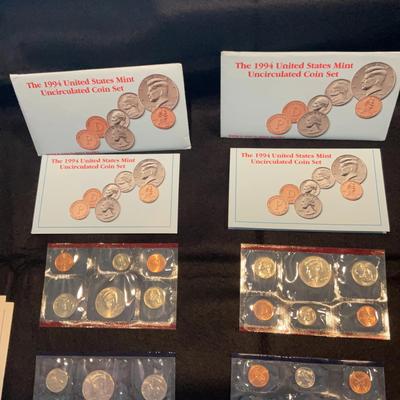 The 1994 United States, Mint, Uncirculated Coin Set With Philadelphia And Denver Mint Marks.