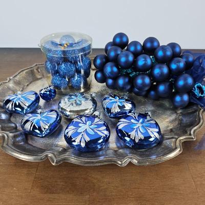 Lot #26 - Blue & White Glass Christmas Ornaments