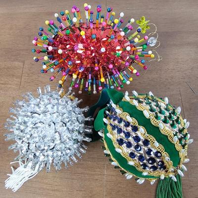 Lot #6 - Vintage Beaded Sequin Push-Pin Christmas Ornaments