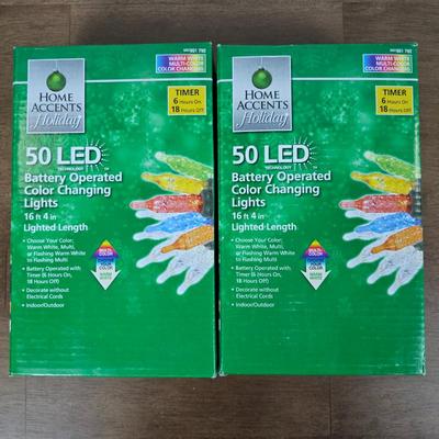 Lot #113 - Home Accents Holiday 50 LED Color Changing Lights – Battery Operated String Lights (Set of 2)