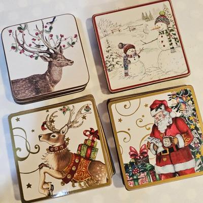 Lot #134 - Christmas Coaster Set – Festive Reindeer, Snowman, and Santa Designs (Set of 24)