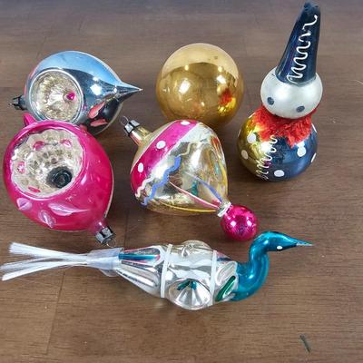 Lot #3 - Vintage Mercury Glass Christmas Ornaments Lot of Six