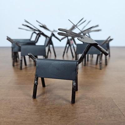 Lot #107 - Rustic Metal Reindeer Chalkboard Place Cards – Primitive Holiday Deer Set, Farmhouse Christmas Decor