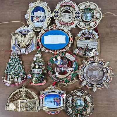Lot #38 - Set of 13 Vintage 3D Commemorative White House Ornaments from the 2000s. 