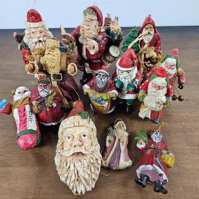 Lot #45 - Mostly Wooden Santa Ornaments