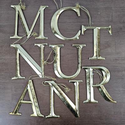 Lot #44 - Set of 8 Gold Tone Letter Ornaments