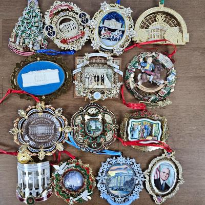 Lot #37 - Set of 18 Vintage Commemorative White House Ornaments from the 1990s. 