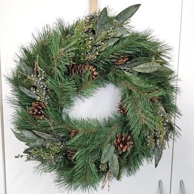 Lot #121 - Realistic Pine Cone & Berry Artificial Wreath – 20” Winter Greenery Holiday Door Decor